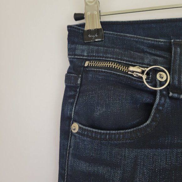 Rag & Bone O Ring Dive Capri High Rise Skinny Crop in Black Brook - Picture 3 of 11